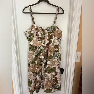 Beach Lunch Lounge Hawaiian style dress with braided straps. Linen and cotton.